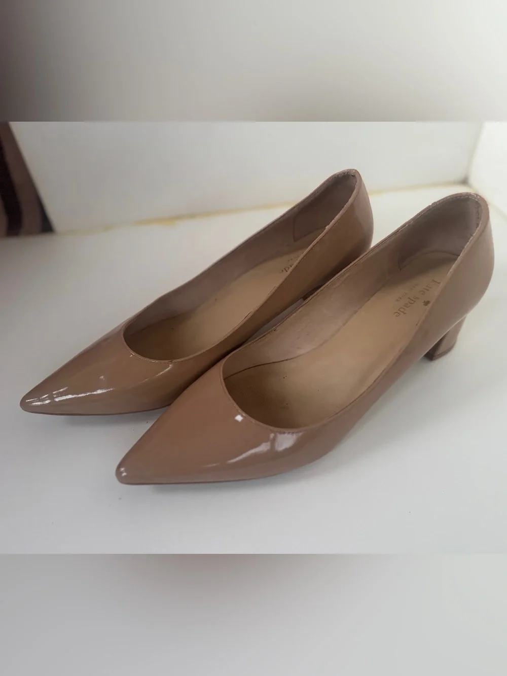KATE SPADE ♠️ Pointed Toe Heel Pumps • Nude Patent Leather • Womens 10
